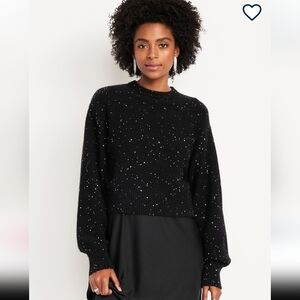 NWT! Old Navy, SoSoft Crew-Neck Sequin Sweater, Black Jack MSRP $44.99